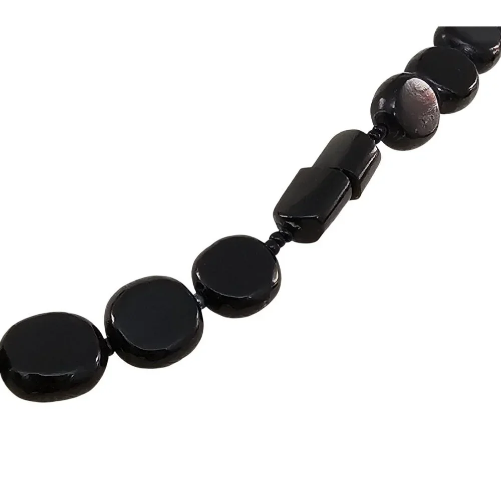 Black Coral Gold Filled Bead Necklace Graduated Strand Screw Barrel Clasp J460 - Picture 8 of 12